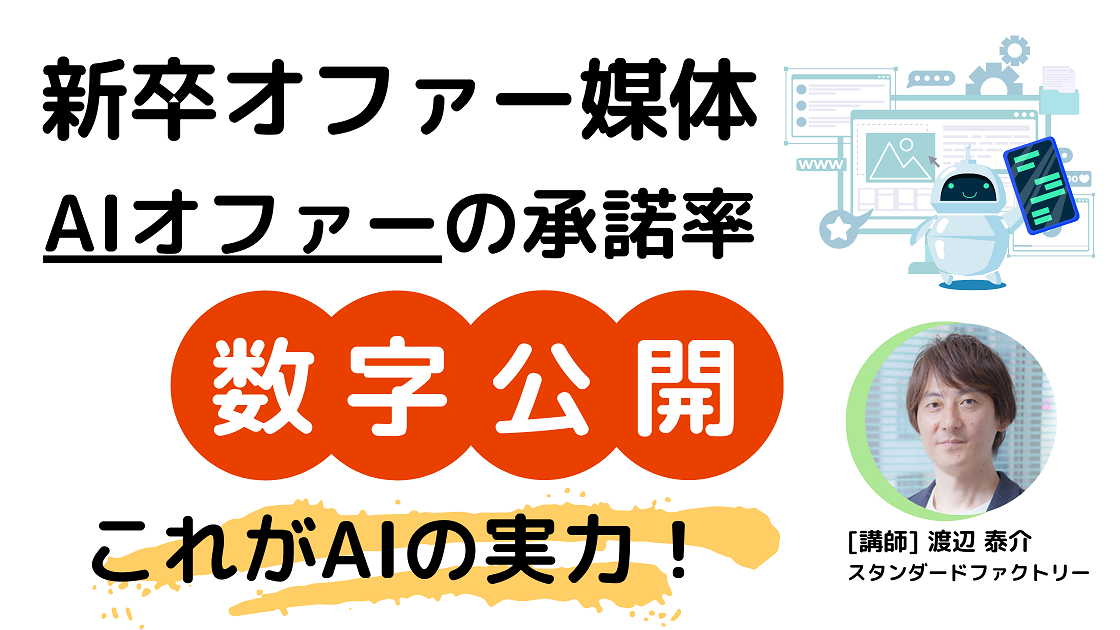 新卒オファー媒体 AIオファーの承諾率【数字公開】これがAIの実力！～新卒採用ご担当者様向けセミナー～